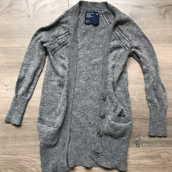 Cardigan American Eagle à Torsades - Gris Heather, Taille XS (junior) - Neuf